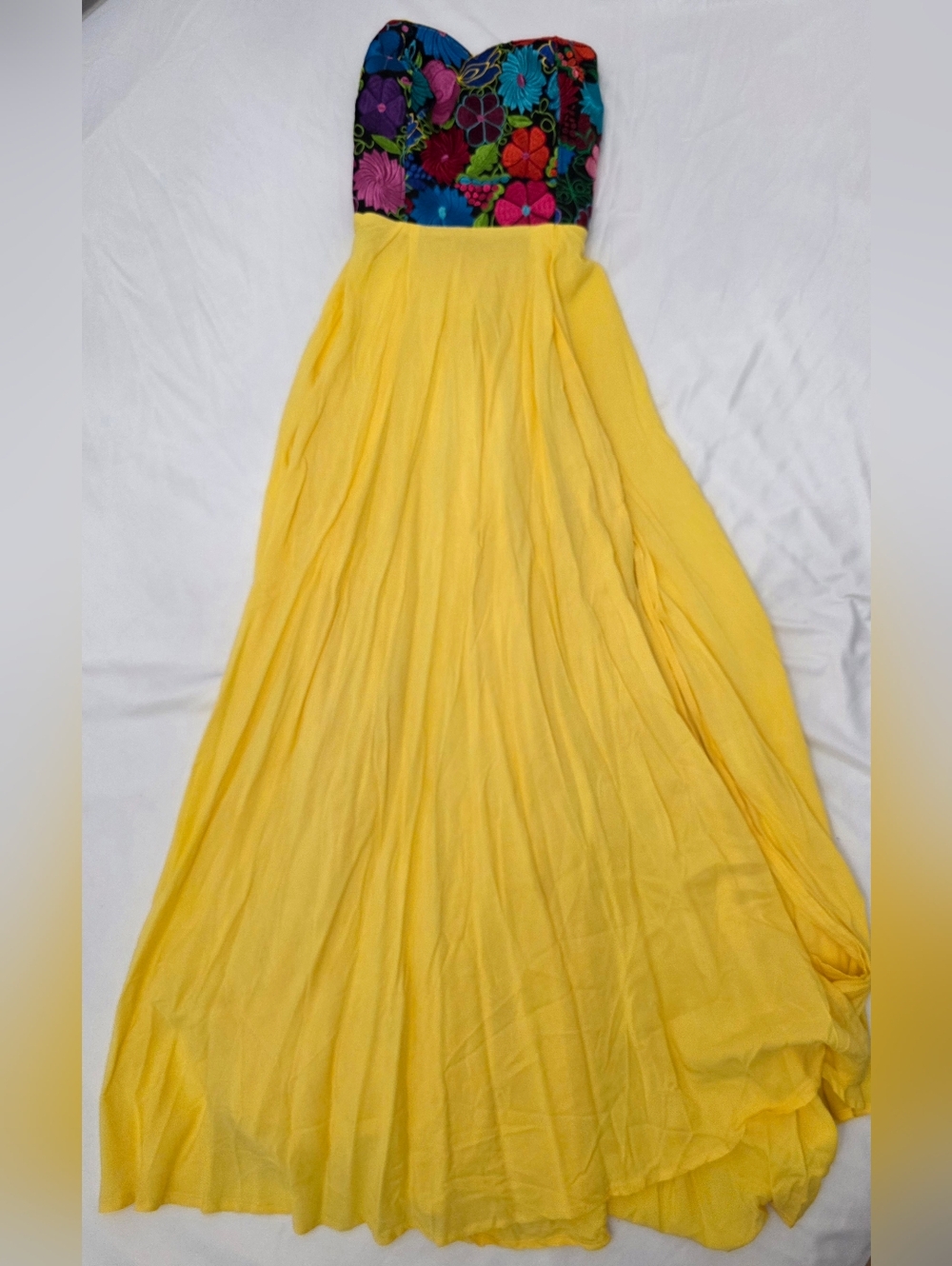 Strapless Floral Embroidered Dress